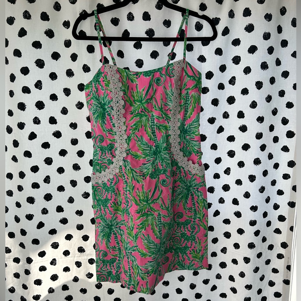 Lilly Pulitzer Hanging Around Monkey green & pink dress
